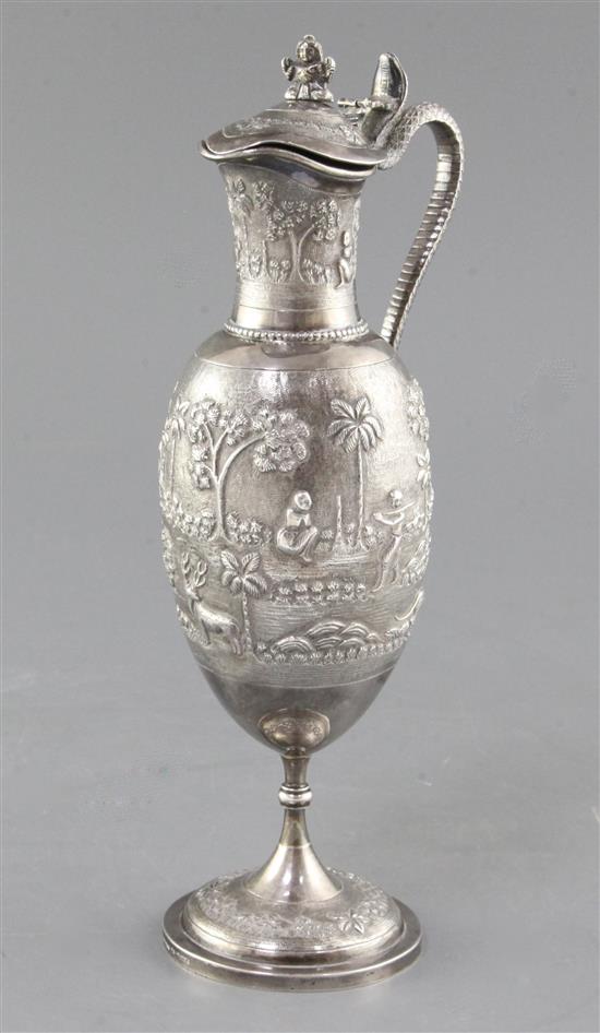 A late 19th century Indian silver pedestal ewer by Dass & Dutt, Bhowanipore, Calcutta, 9 oz.